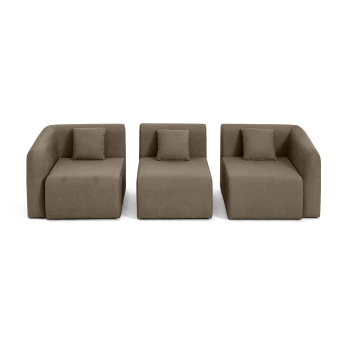 Ikare - canapé modulable 3 places - en tissu - Taupe