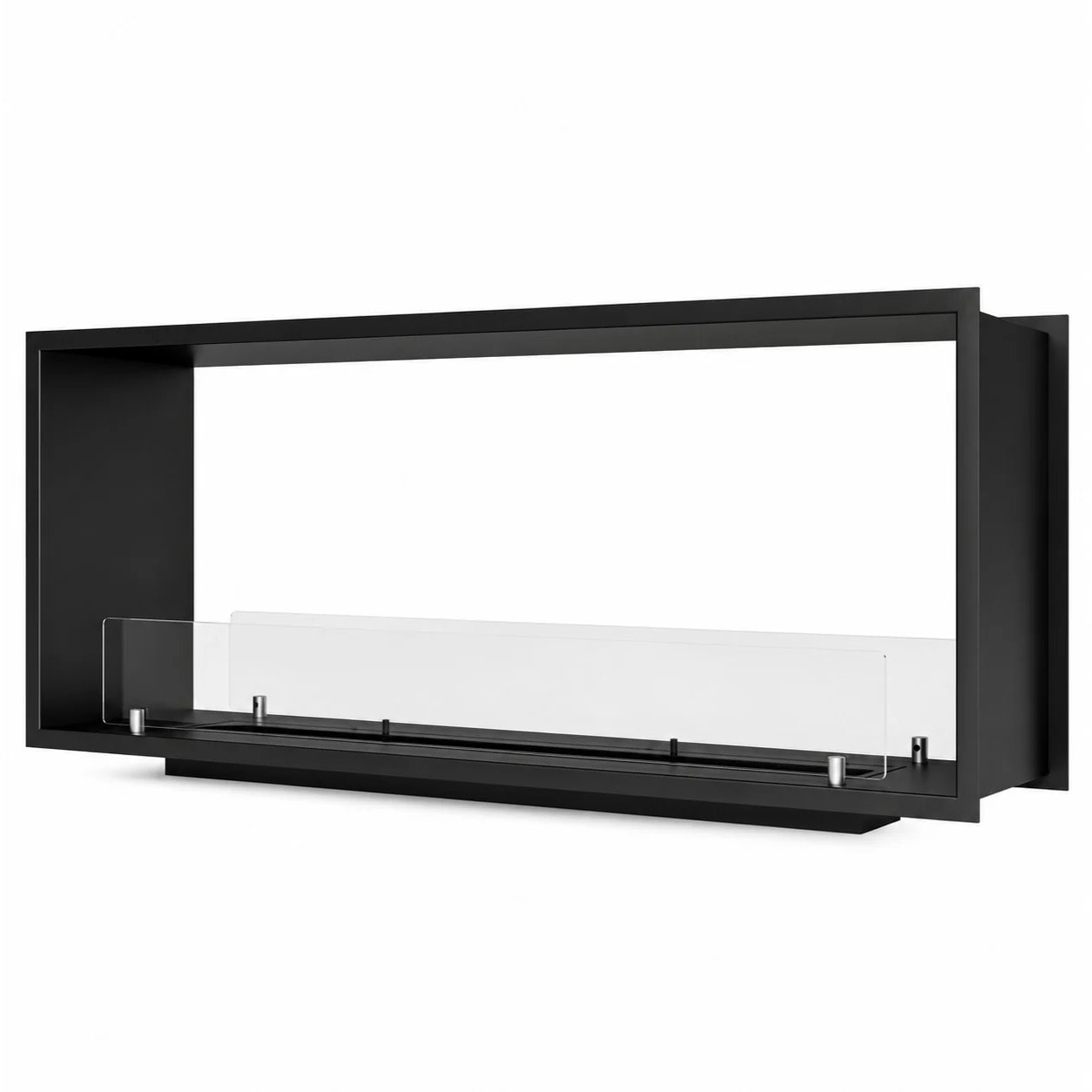 Venere 120 - Camino a Bioetanolo da Incasso Bifacciale 120x50x30 cm con Bruciatore 3lt in Acciaio