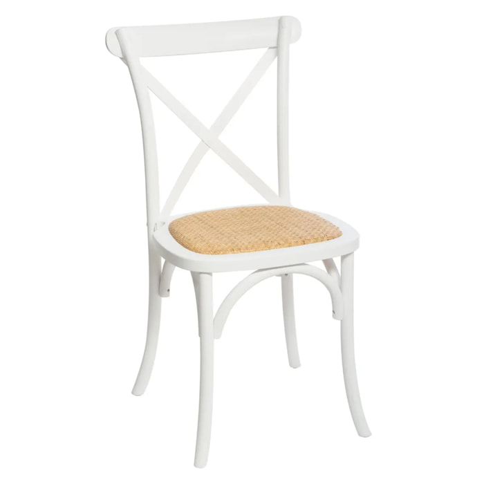 Chaise "Isak" hêtre et cannage blanc