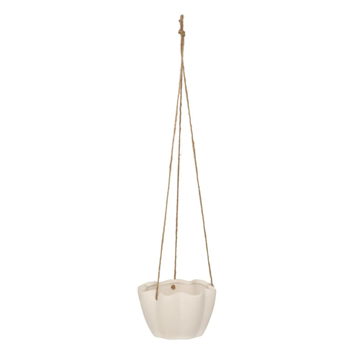 Cache-pot suspendu "Wild" céramique blanc D17xH10,5cm