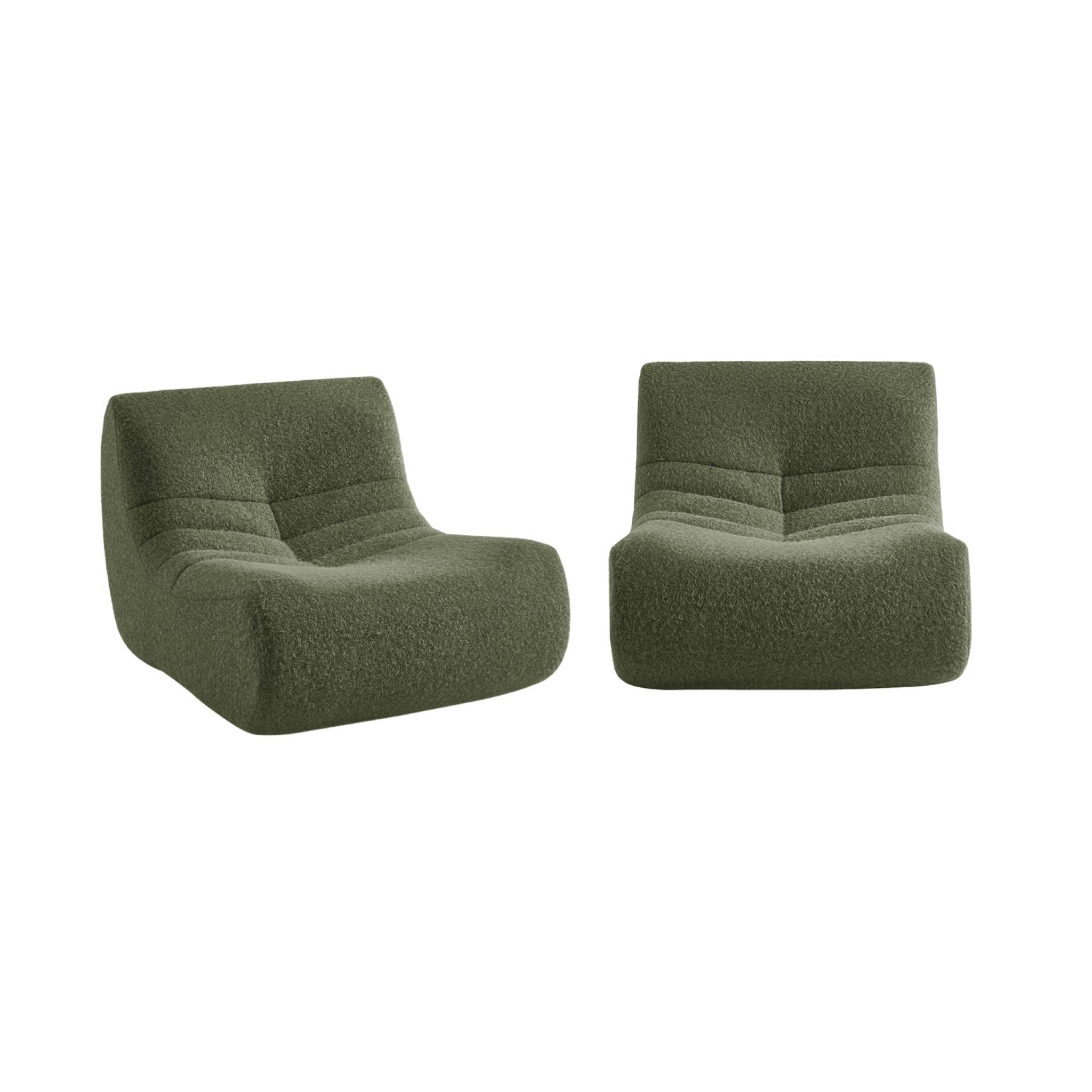 Chauffeuse tissu effet alpaca 2 places. kaki. style contemporain. L 91 x P 105 x H 72cm
