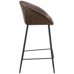 Lot de 2 tabourets de bar en simili marron ACHILLE
