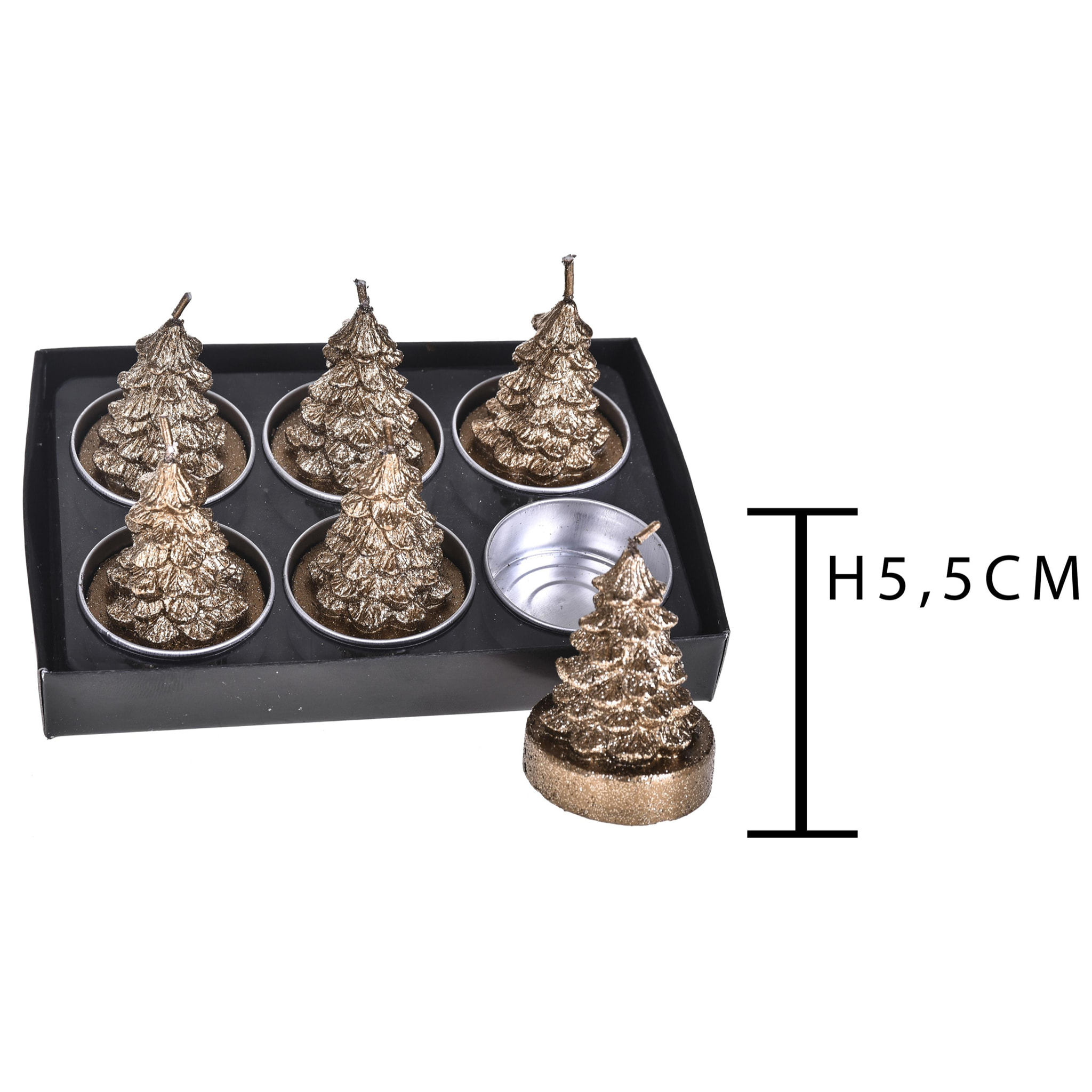 Porta tealight albero natale - Pezzi 6 - 13,8xH5,5x9,5cm - Bianchi Dino SpA