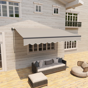 Toldo Manual Retráctil 360x220 cm Toldo para Balcón con Manivela de Aluminio 3 Brazos y Protección UV30+ Toldo Enrollable de Exterior para Jardín Terraza Ventanas Crema