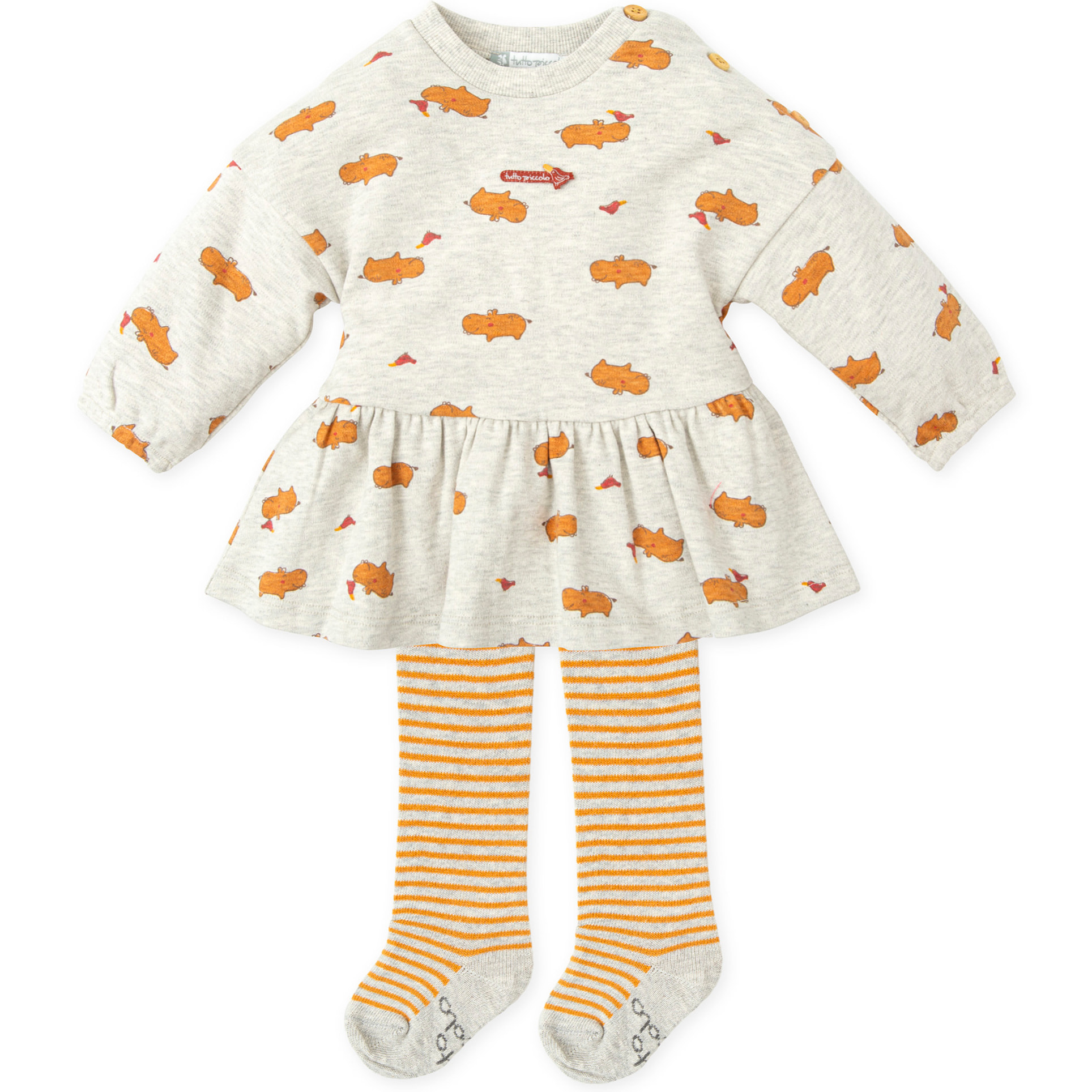 Vestido con leotardos . - Gris