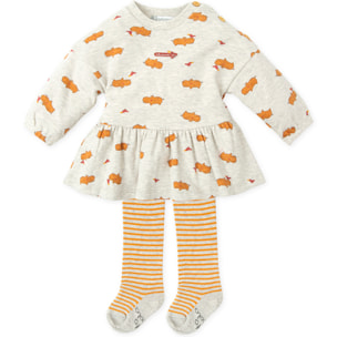 Vestido con leotardos . - Gris