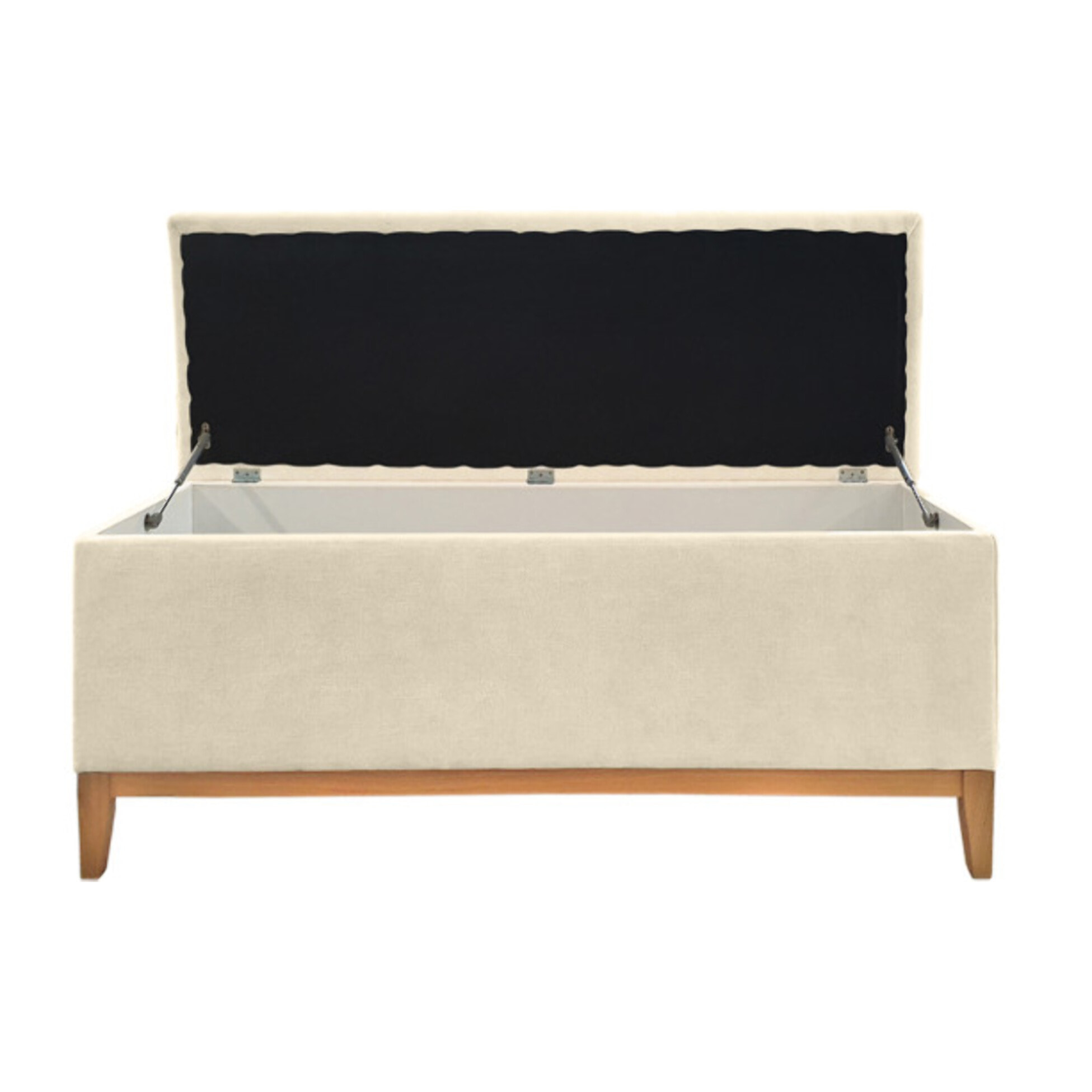 Banc de lit avec coffre de rangement en tissu écru - LAUSANNE