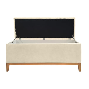 Banc de lit avec coffre de rangement en tissu écru - LAUSANNE