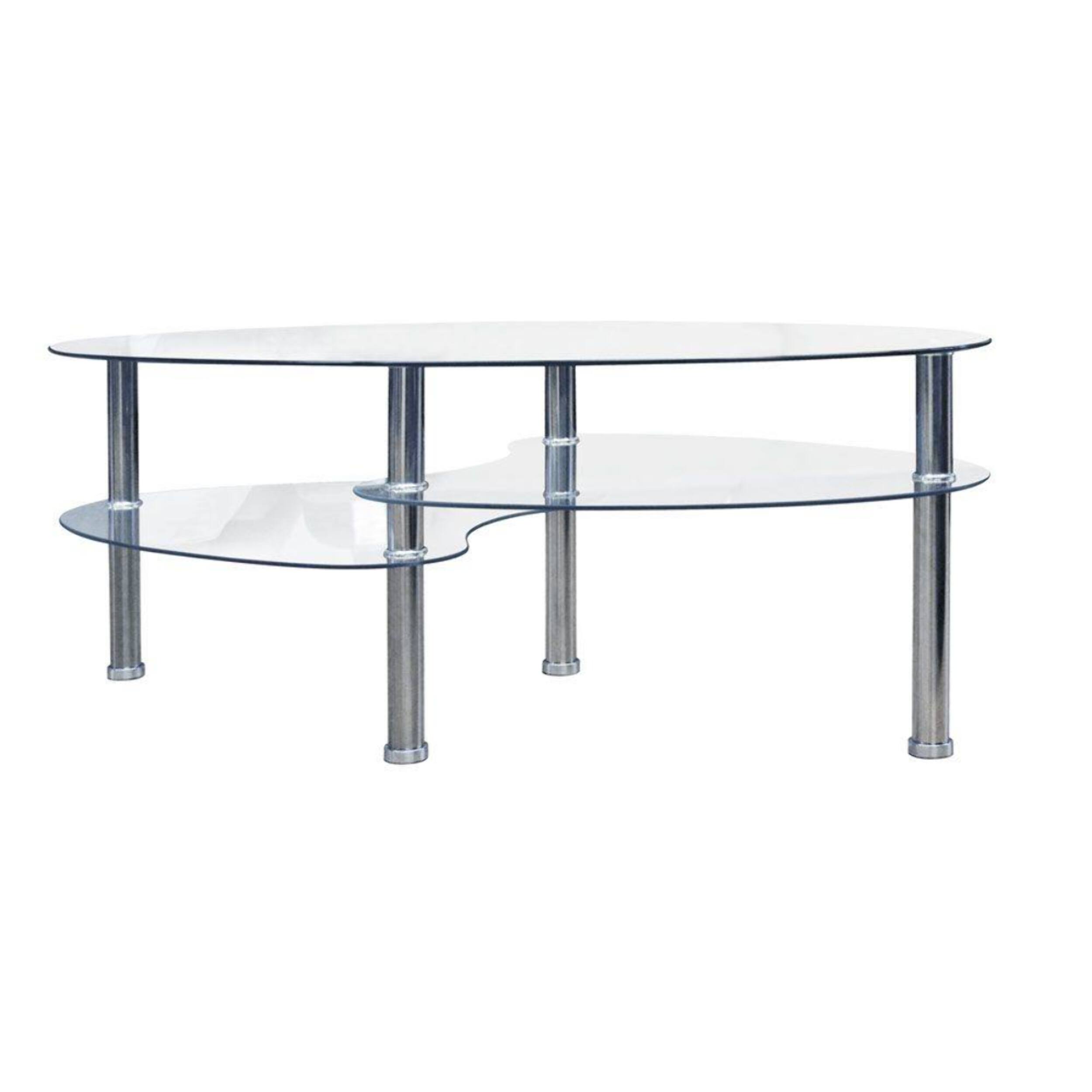 Tavolino moderno a due piani, 100 x 60 x 41, Trasparente