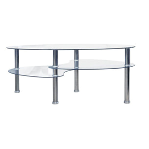 Tavolino moderno a due piani, 100 x 60 x 41, Trasparente