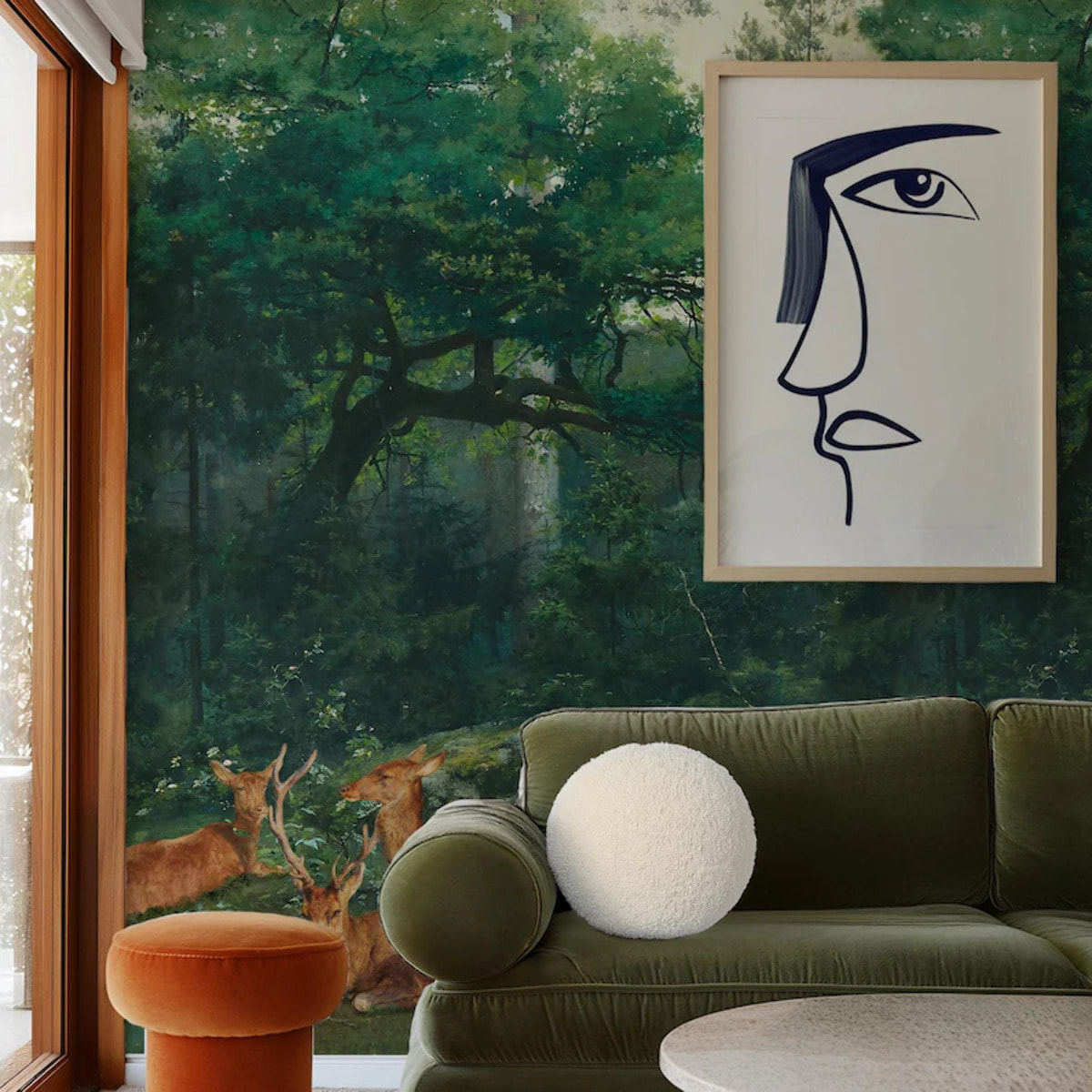 Carta da Parati Bosco con Cervi