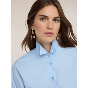 Motivi - Camicia in popeline con colletto a punta - Azzurro