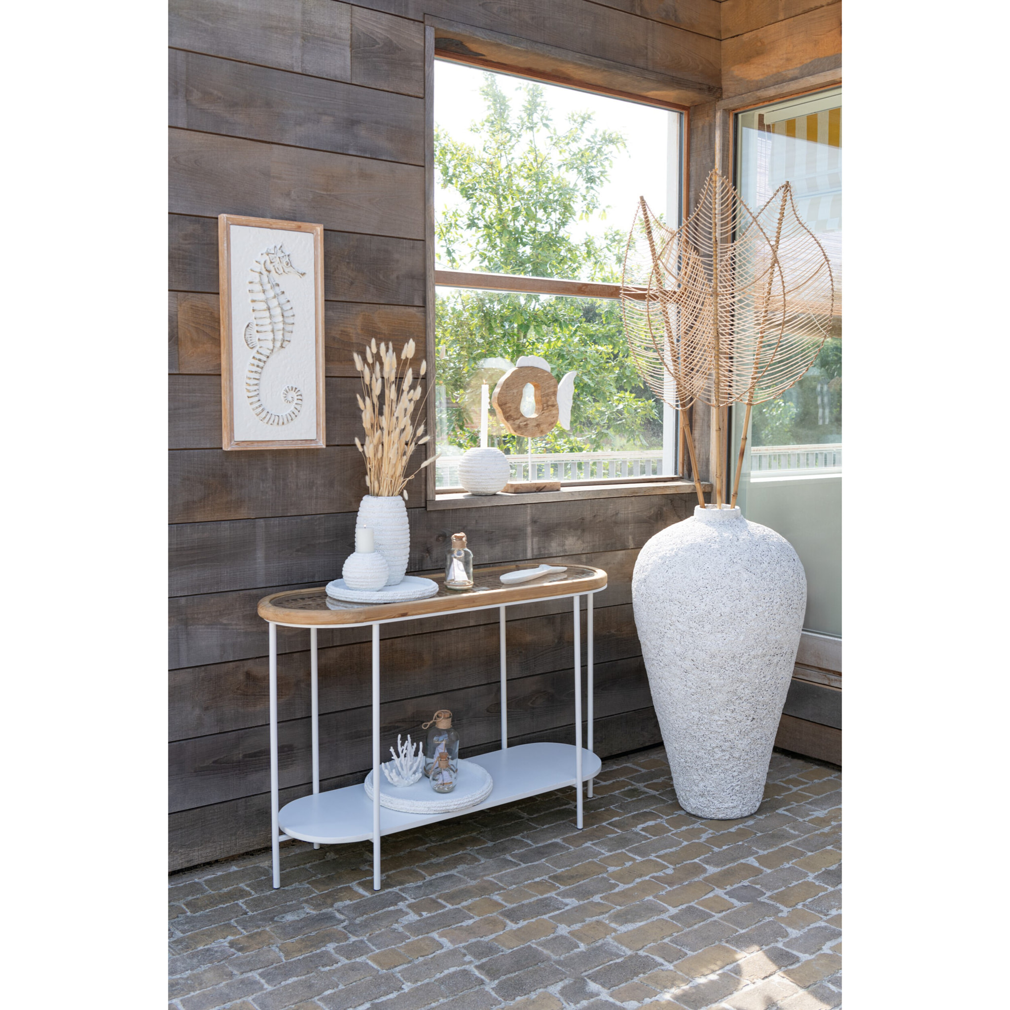 J-Line - Vase Livy - verre - vert/blanc/transparent - large