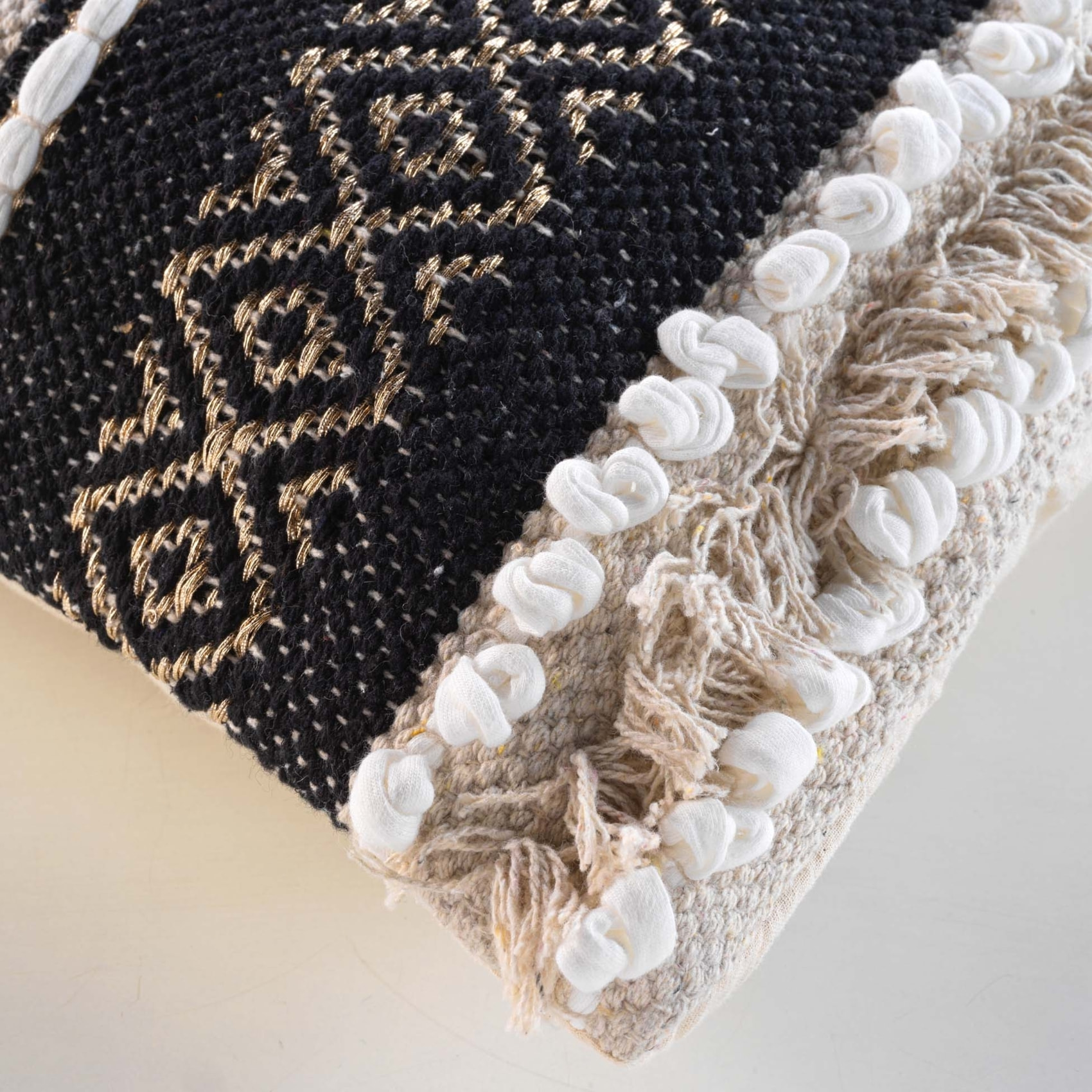 Coussin ethnique avec fils lurex - Multicolore