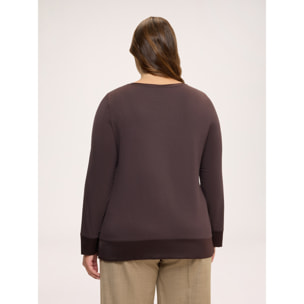 Fiorella Rubino - T-shirt bimaterica in raso e jersey - Marrone