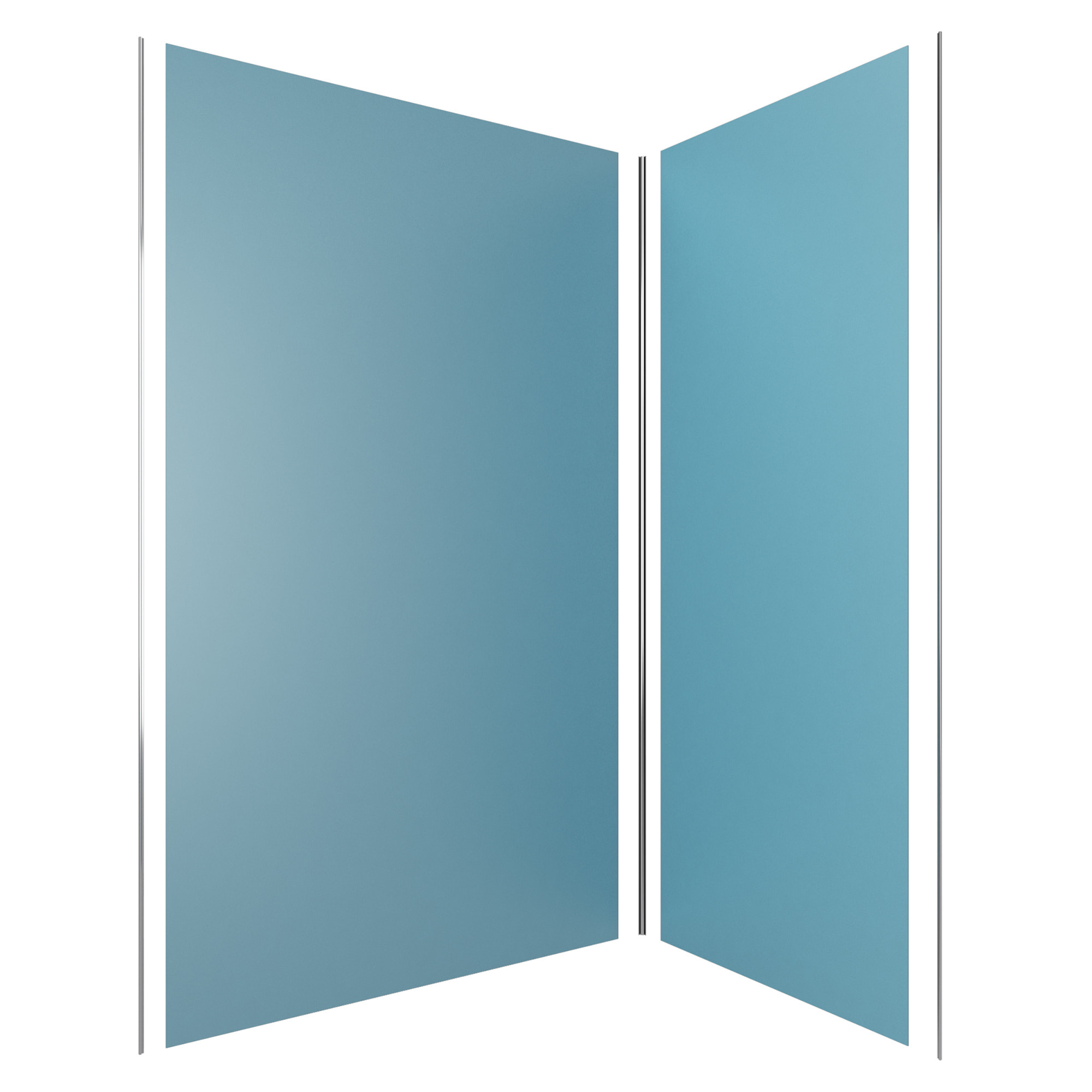 Pack de 2 Panneaux Muraux Aluminium BLEU 90+120x210 cm avec Profilés ANODISE BRILLANT - WALL'IT