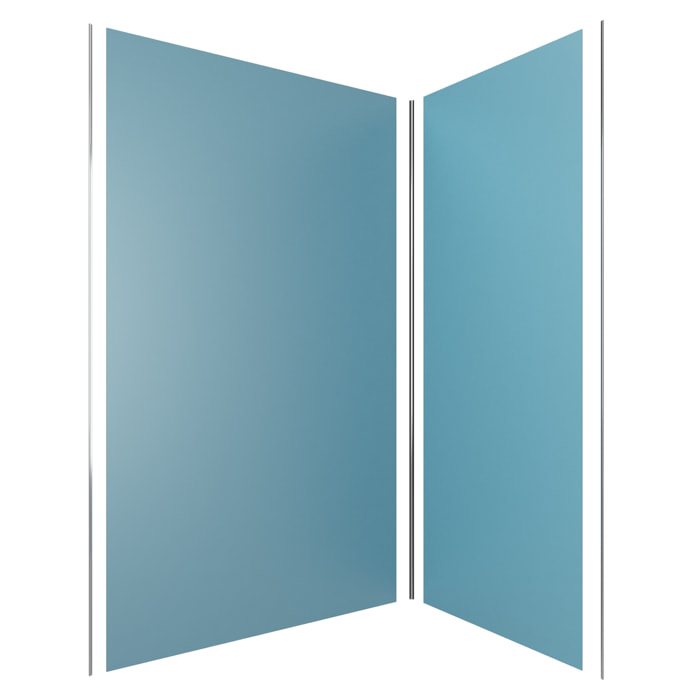 Pack de 2 Panneaux Muraux Aluminium BLEU 90+120x210 cm avec Profilés ANODISE BRILLANT - WALL'IT