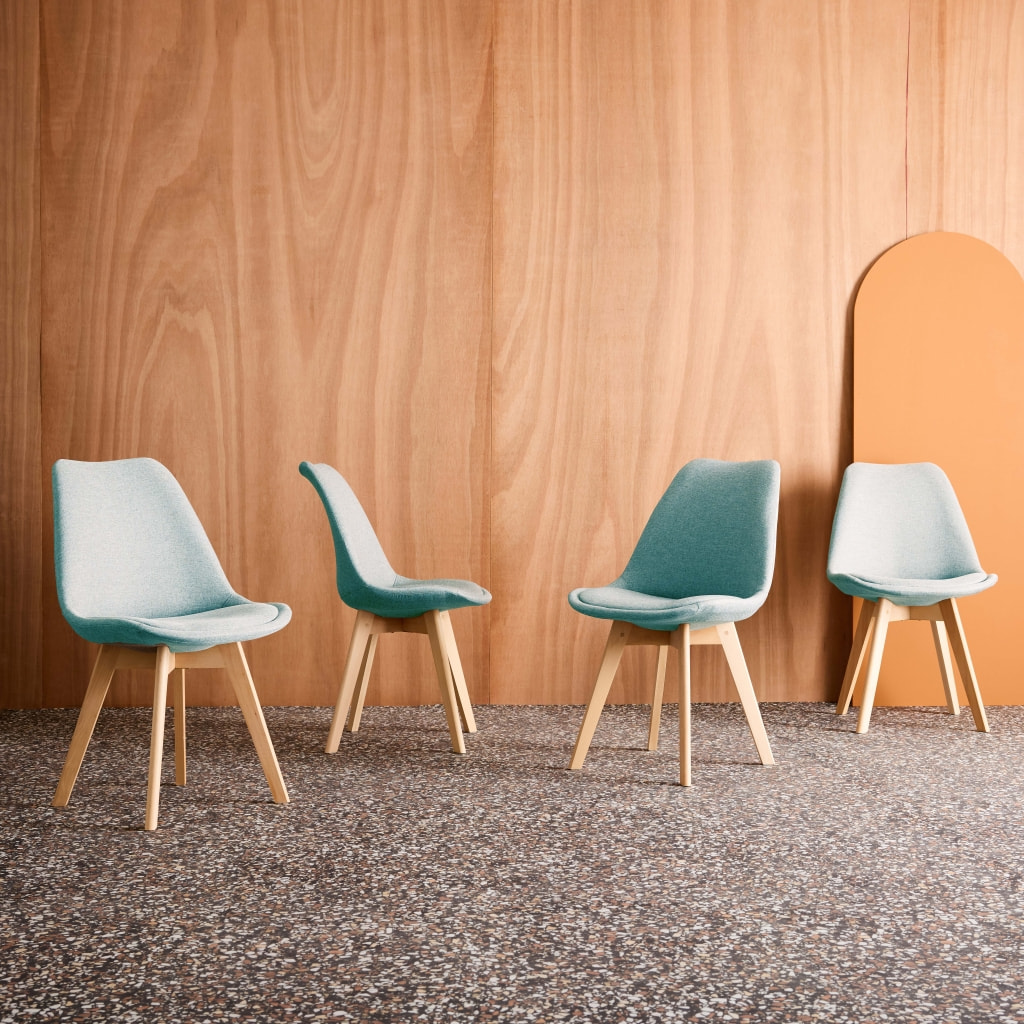 Chaise scandinave bois de hêtre et tissu (lot de 4) NILS