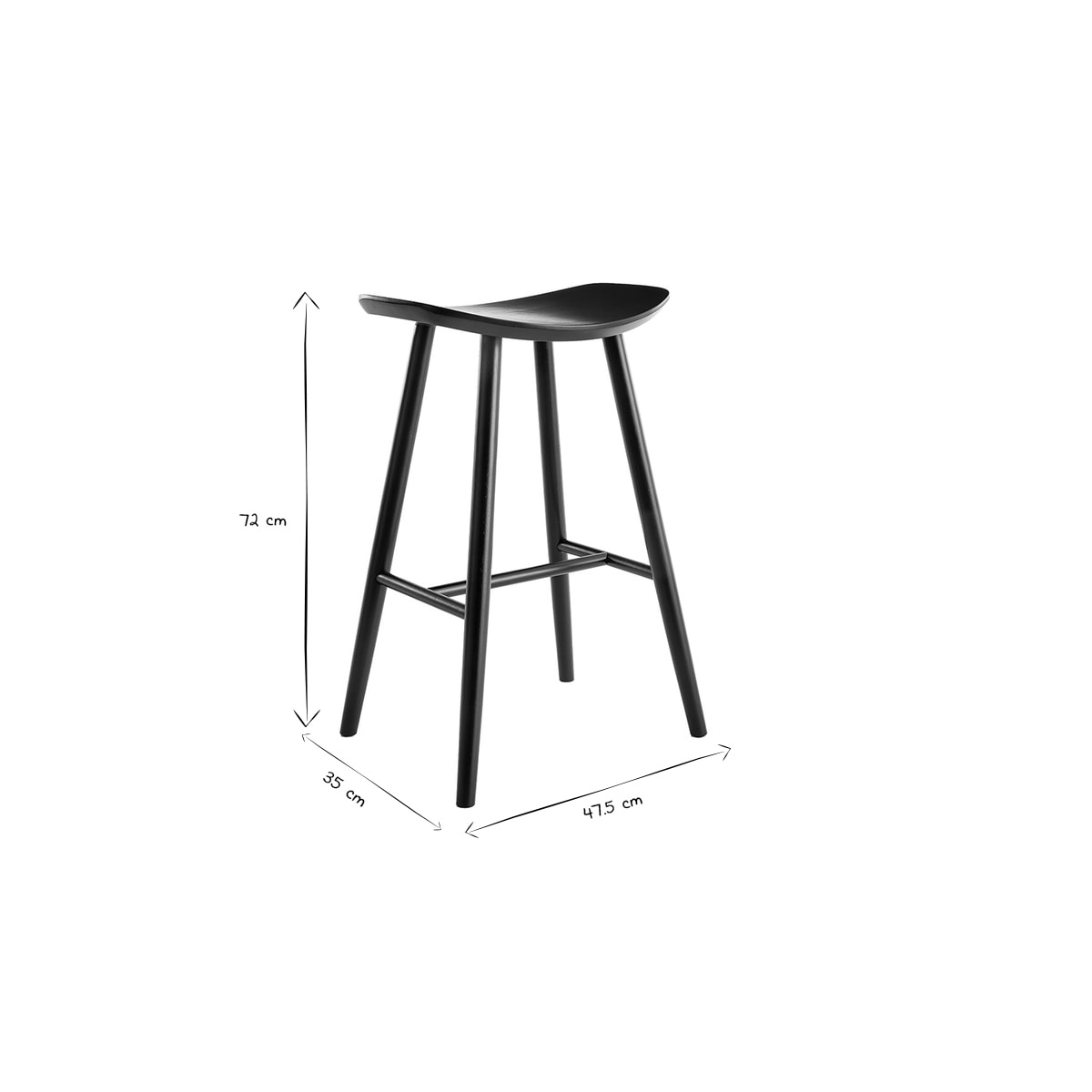 Tabouret de bar design noir 72 cm DEMORY