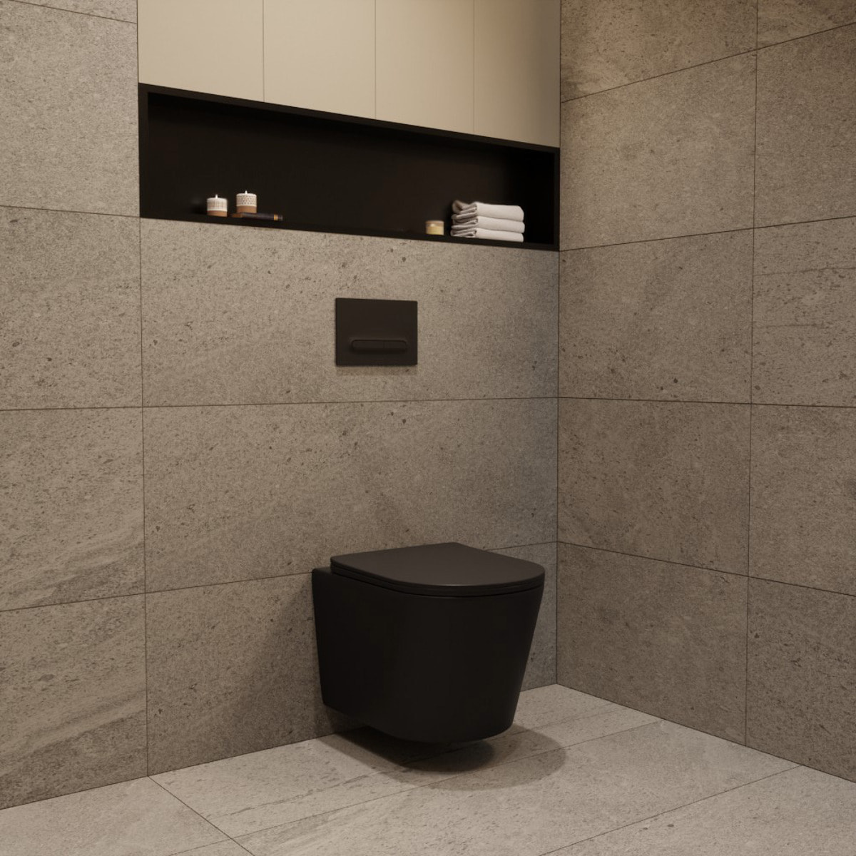 Vortex rimless WC suspendu 53,5 cm sans bride avec abattant SoftClose, effet Vortex, noir mat (CE142010RTORPBKM)
