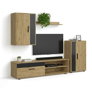 Mueble de salón modular Lunet en aplino negro 190 cm Alpino - Negro