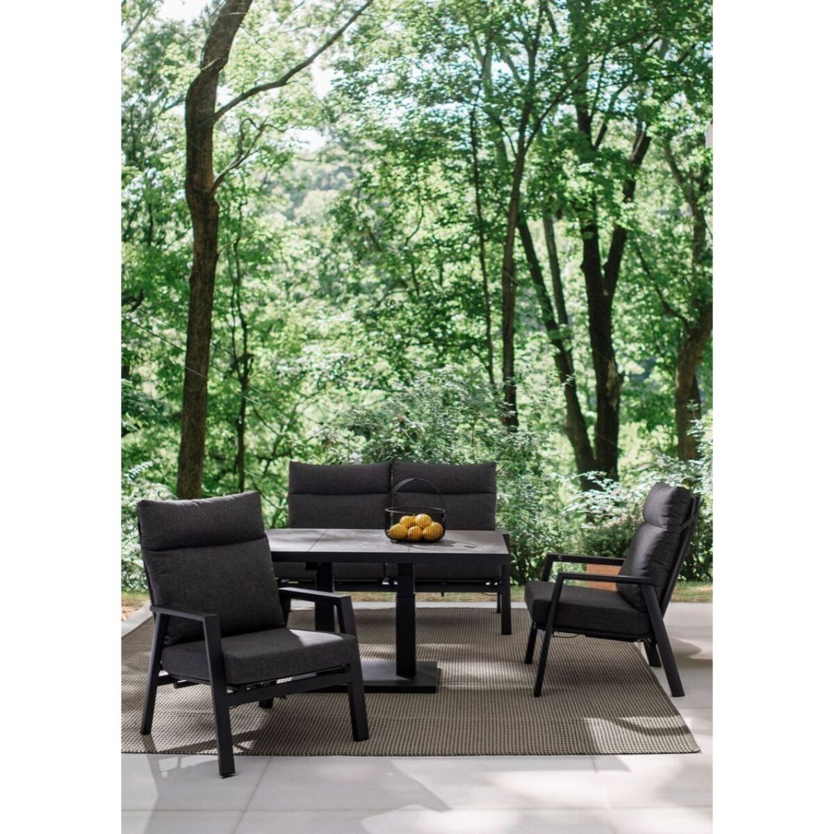 Tavolo TRUMAN in ceramica e struttura antracite con altezza regolabile 140x85x49 cm - 140x85x72 cm