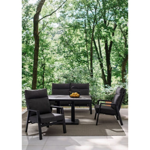 Tavolo TRUMAN in ceramica e struttura antracite con altezza regolabile 140x85x49 cm - 140x85x72 cm