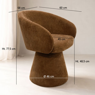 Fauteuil de table pivotant en velours terre de sienne ALBA
