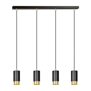 Lampada a sospensione Fumiko in acciaio nero e oro