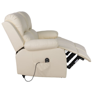 Armand - Canapé 2 places relax électrique en simili - Beige