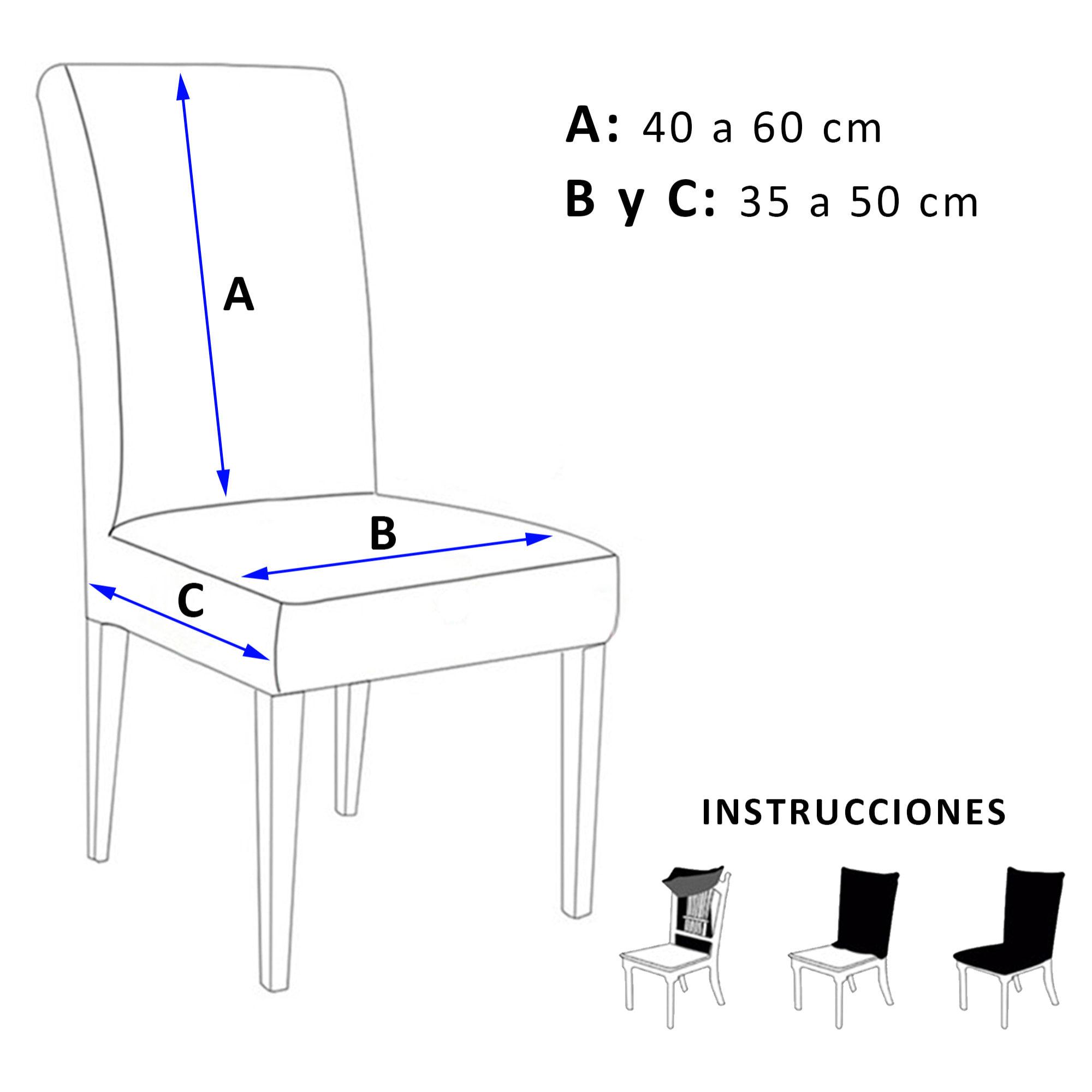 Funda de silla con respaldo redondo antimanchas ALBA Azul