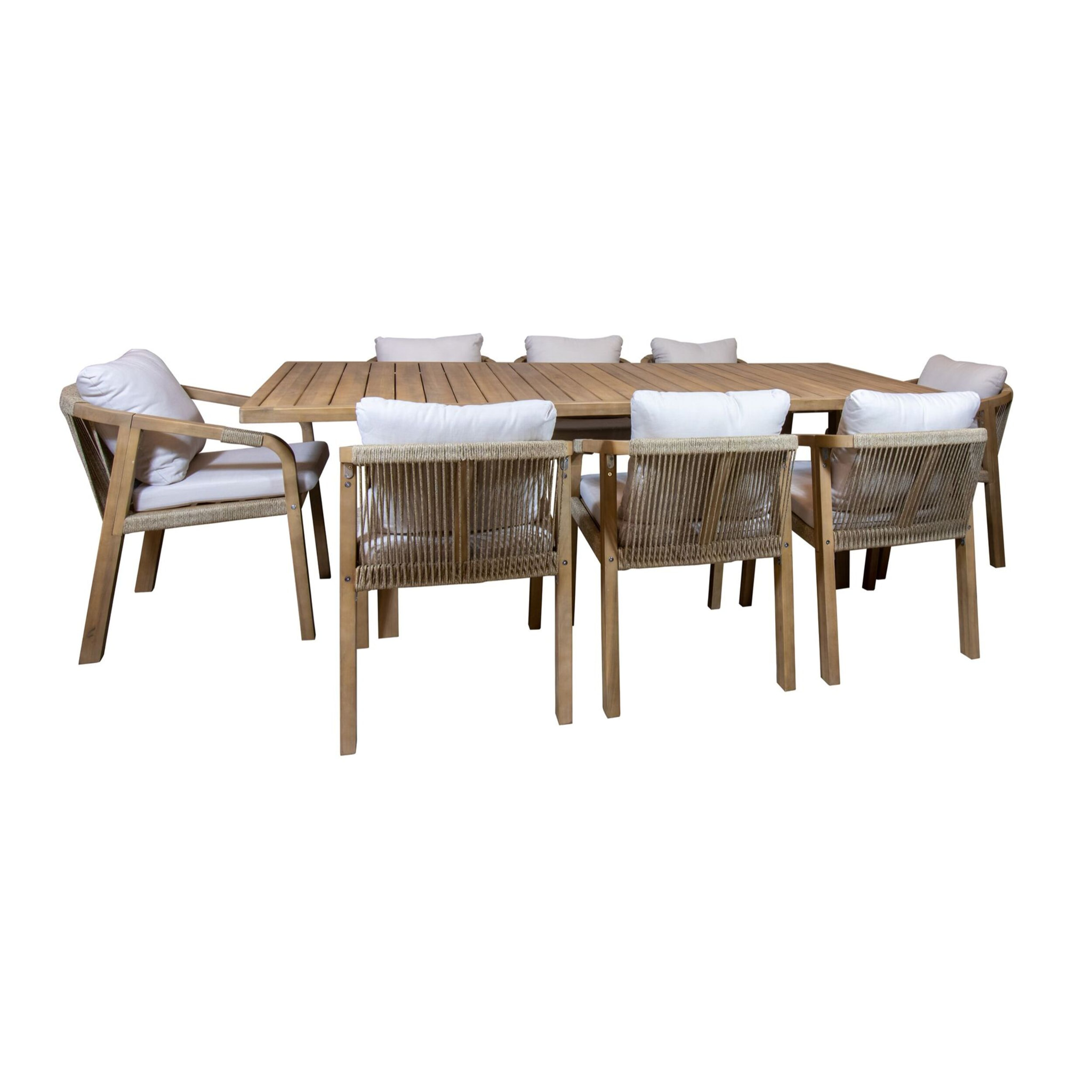 Ensemble de jardin table en bois d'acacia 8 places SAONA