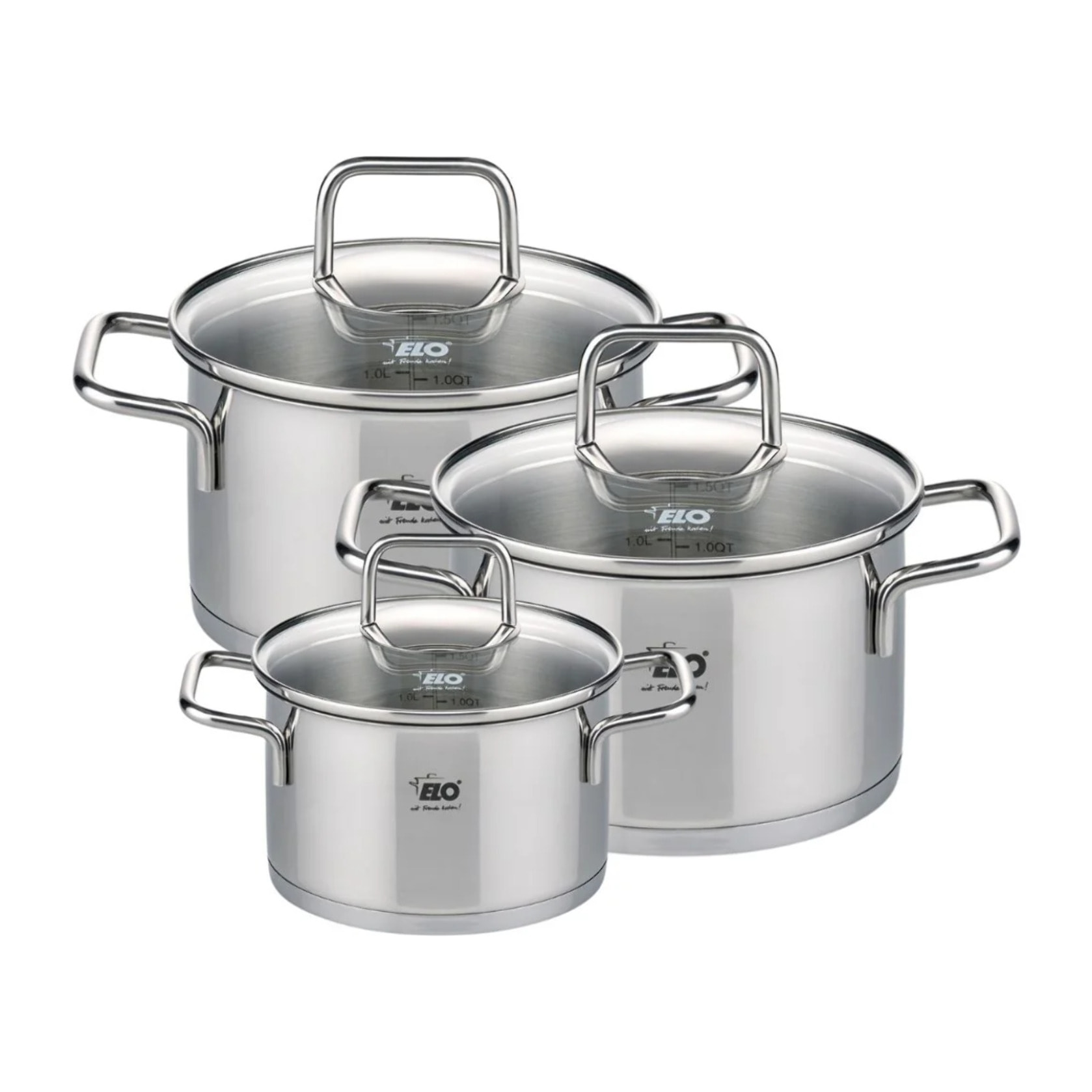 Set de 3 faitouts avec couvercles en verre Elo Citrin