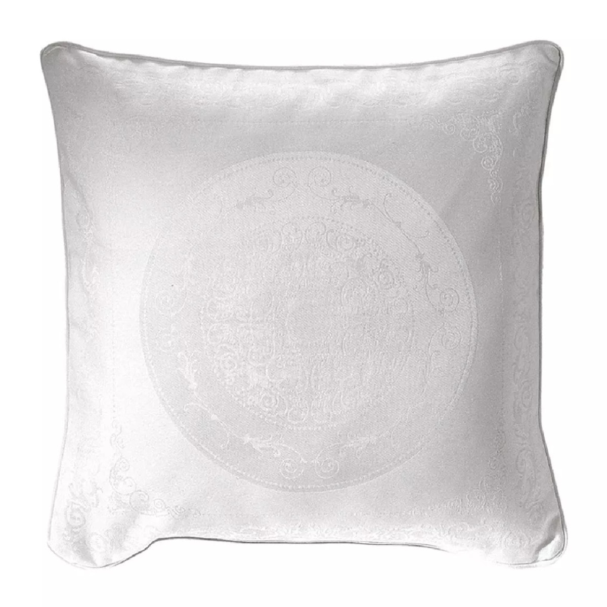 Housse de coussin pur coton motif jacquard blanc Comtesse blanc