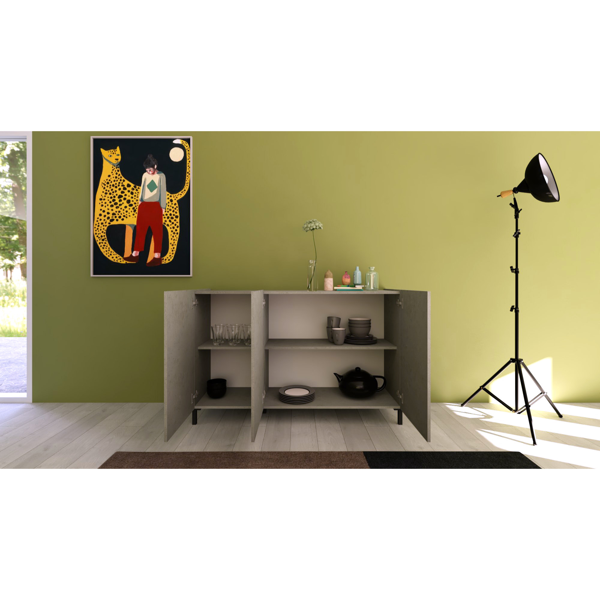 Madia 3 ante 130x40x84 cm Solaria cashmere