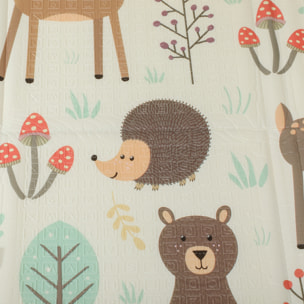 Tapis d'éveil bébé pliable épais réversible dim. 196 x 176 x 1,5 cm motifs animaux et forêts