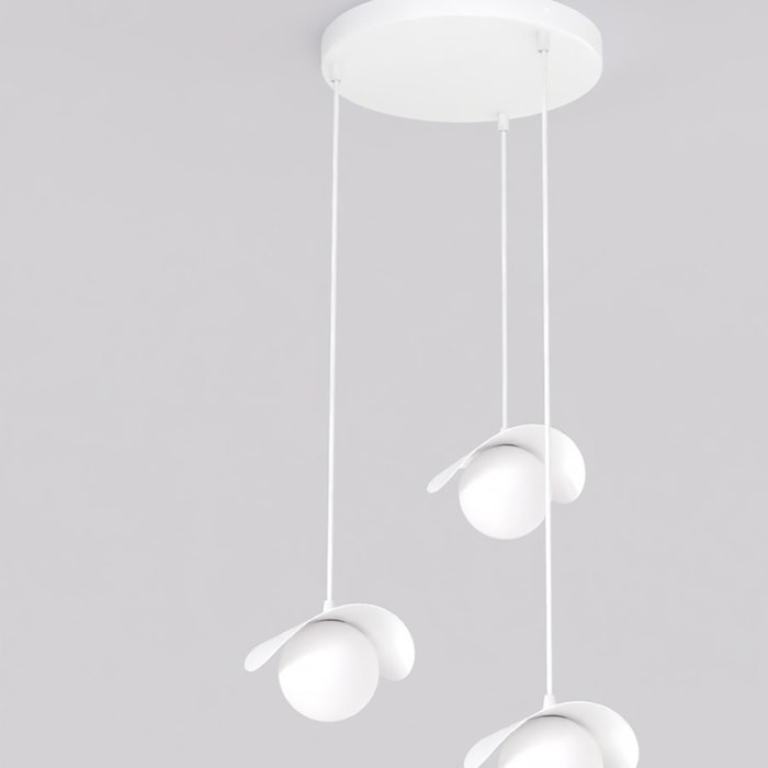 Lampada a sospensione Ritual in acciaio bianco opaco