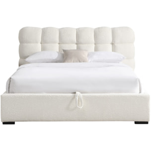 Lit coffre avec tête de lit en tissu bouclé - LOLA