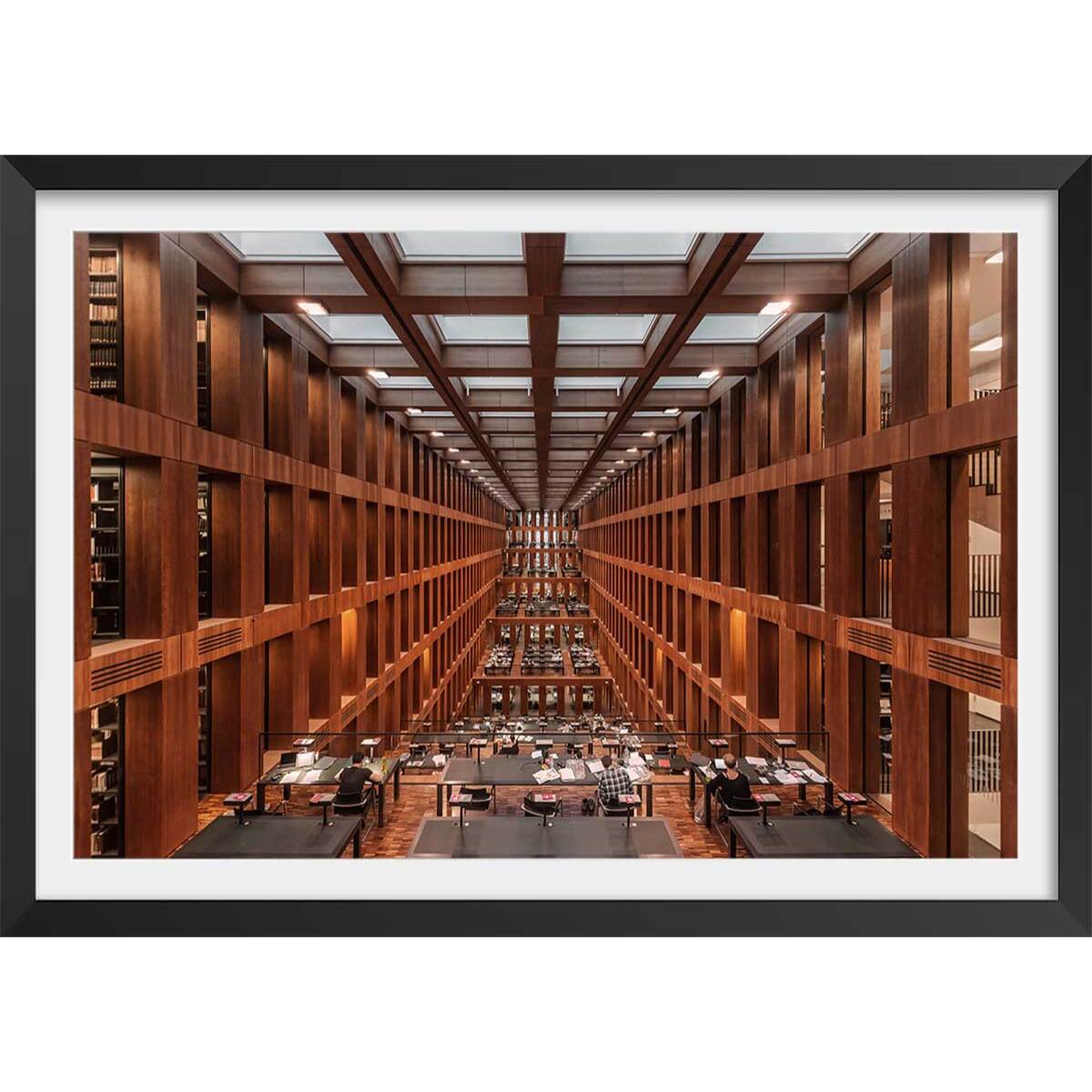 Affiche photo library in berlin - Affiche + cadre en bois - Noir