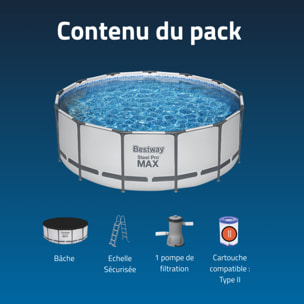 Bestway Piscine hors sol tubulaire ronde Bestway Steel Pro Max 396 x 122 cm gris clair