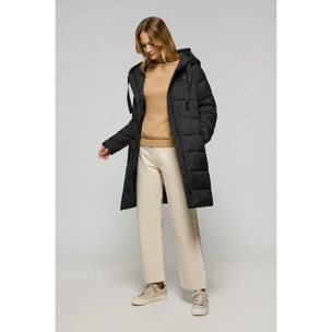 Cappotto nero Siena con cappuccio fisso e dettagli Polo Club