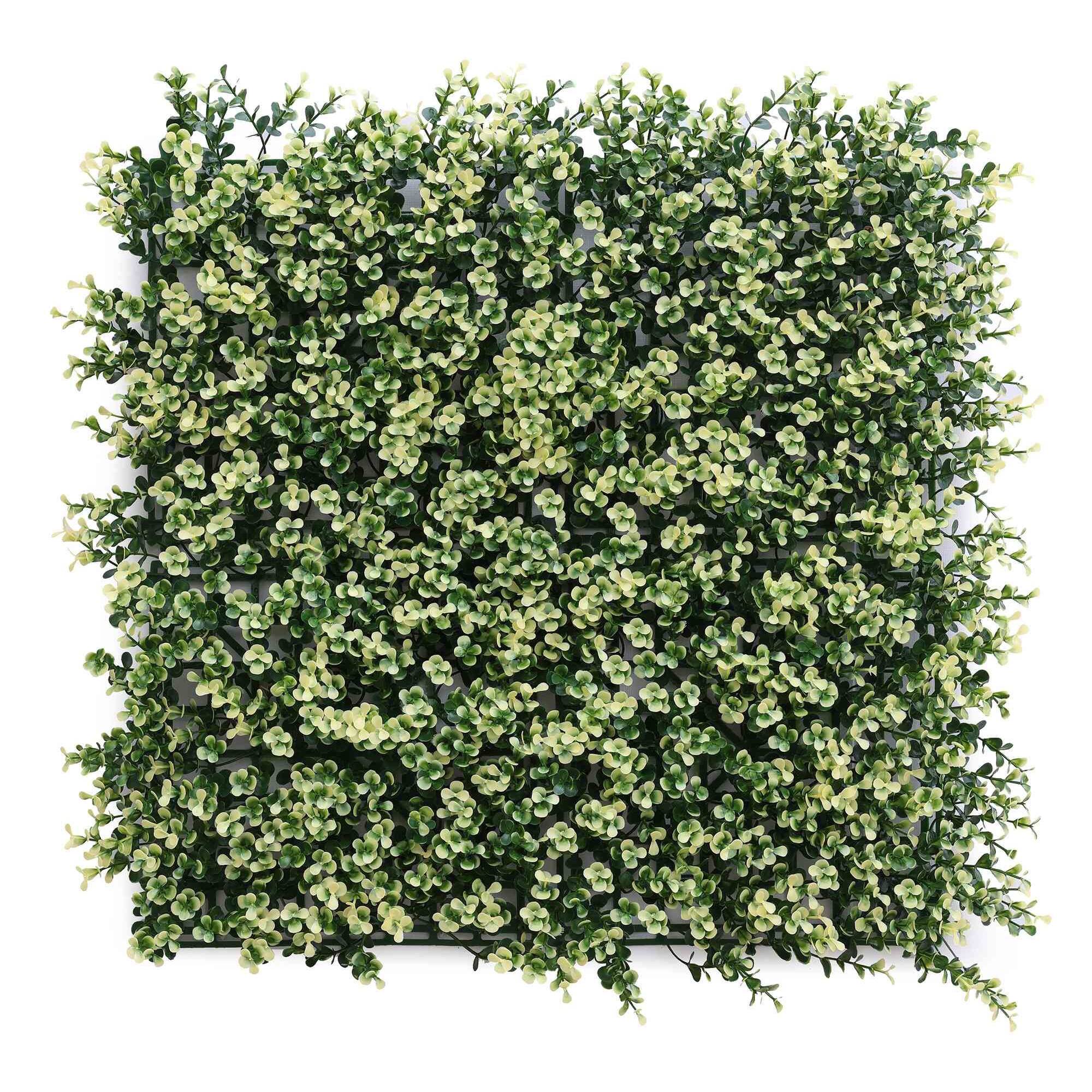 Well home jardín vertical artificial, panel de seto 100x100cm, para decoración interior y exterior - hojas verdes y blancas para decoración natural