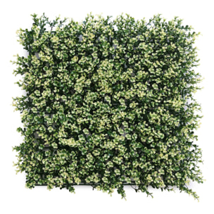 Well home jardín vertical artificial, panel de seto 100x100cm, para decoración interior y exterior - hojas verdes y blancas para decoración natural