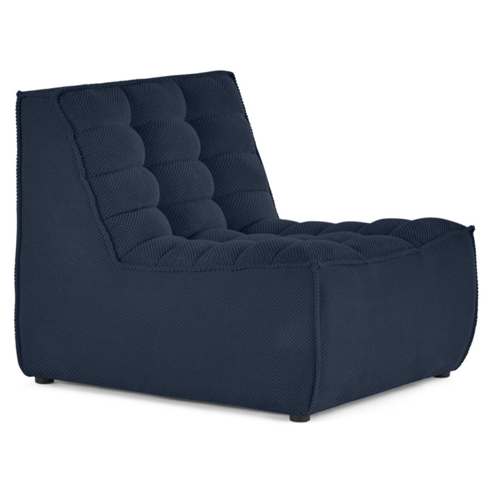 Ellie - fauteuil sans accoudoir en velours texturé - Bleu marine