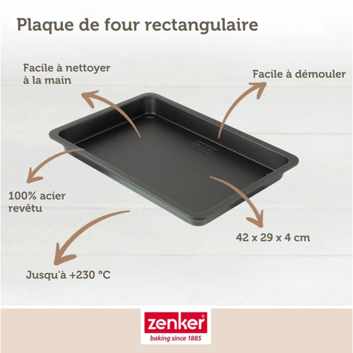 Plaque de four rectangulaire 42 x 29 cm Zenker Black Metallic