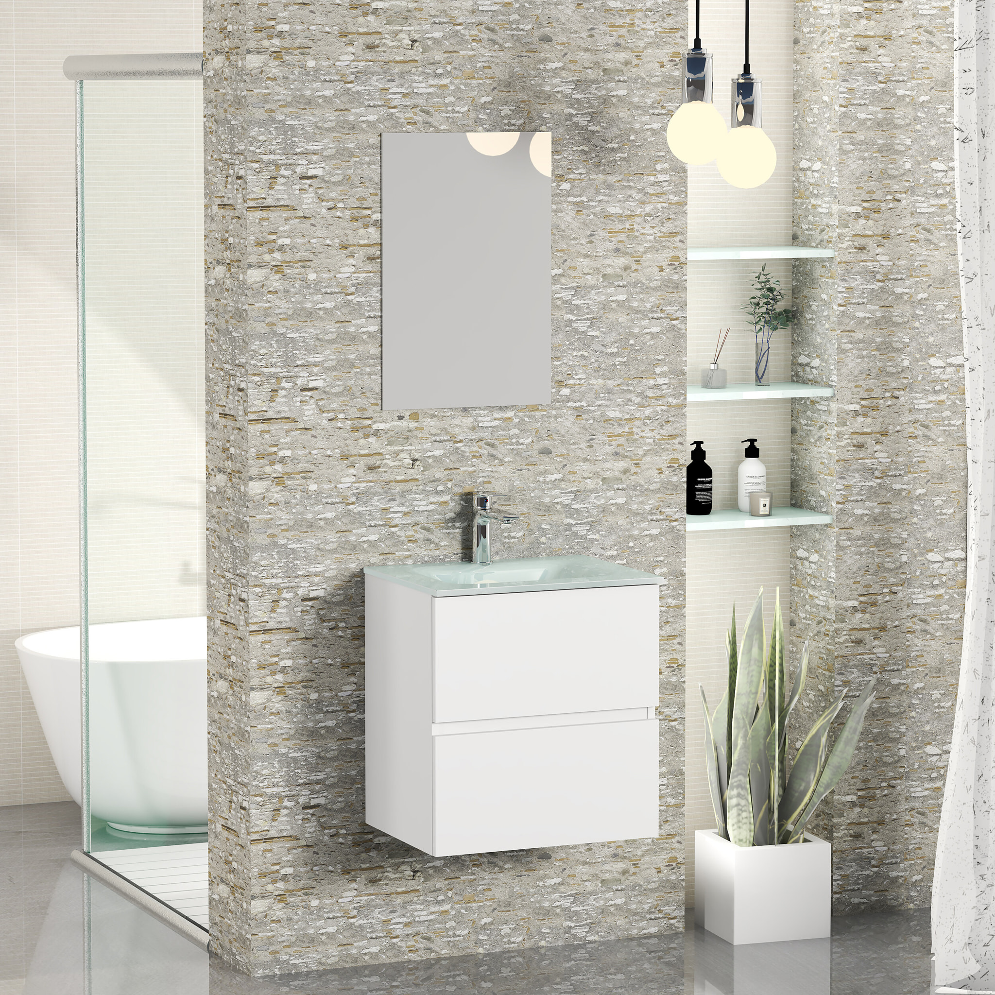 Conjunto de baño BERLIN Alday, 50 cm, Blanco Mate