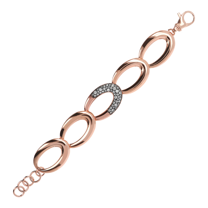 Bracciale con Maglie Ovali e Pavé in Cubic Zirconia