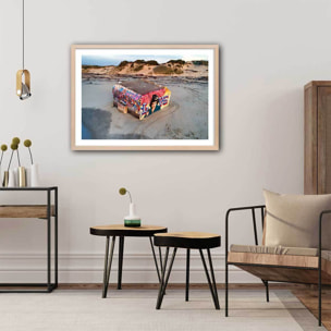 Affiche blockhaus art love Affiche + cadre en bois - Chêne