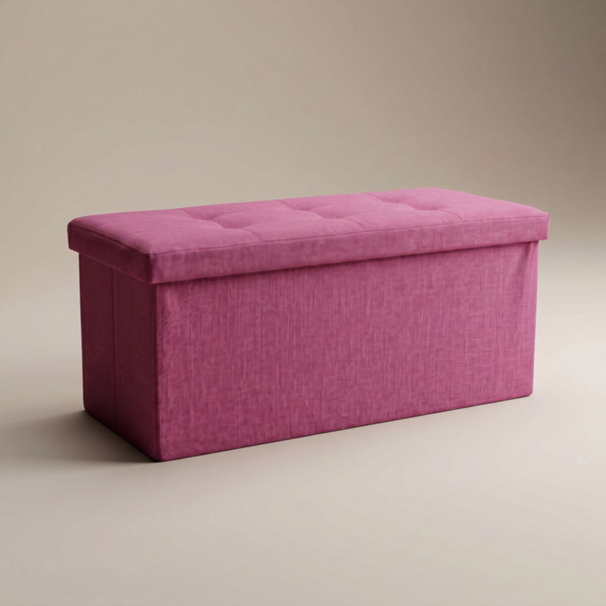Pouf contenitore imbottito in tessuto con seduta lunga, panca multifunzione con spazio interno, ideale come poggiapiedi, seduta o contenitore, pratico e versatile per soggiorno, camera o ingresso, facile da pulire, dimensioni 76x34x34 cm