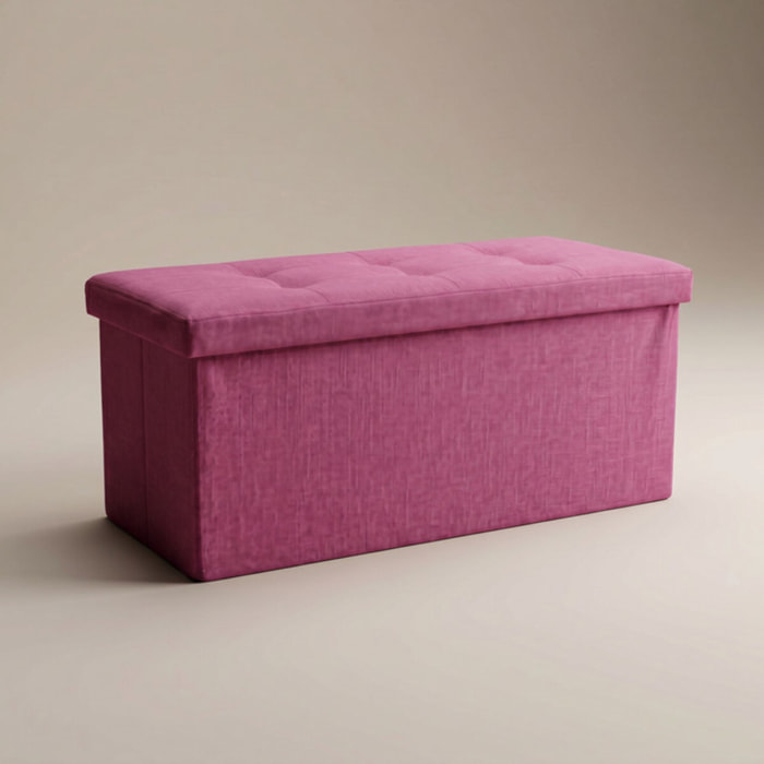 Pouf contenitore imbottito in tessuto con seduta lunga, panca multifunzione con spazio interno, ideale come poggiapiedi, seduta o contenitore, pratico e versatile per soggiorno, camera o ingresso, facile da pulire, dimensioni 76x34x34 cm